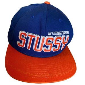 Stussy International Cap Hat Snapback Blue Orange Retro Preowned Good Condition